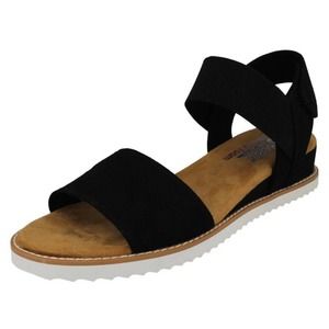 Skechers Black Desert Kiss Stretch Quarter Strap Sandal Flat Women's Size 8.5